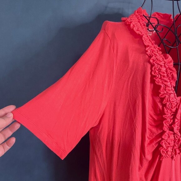 Cato - Coral Ruffle Neckline Modal Top - Picture 5 of 8